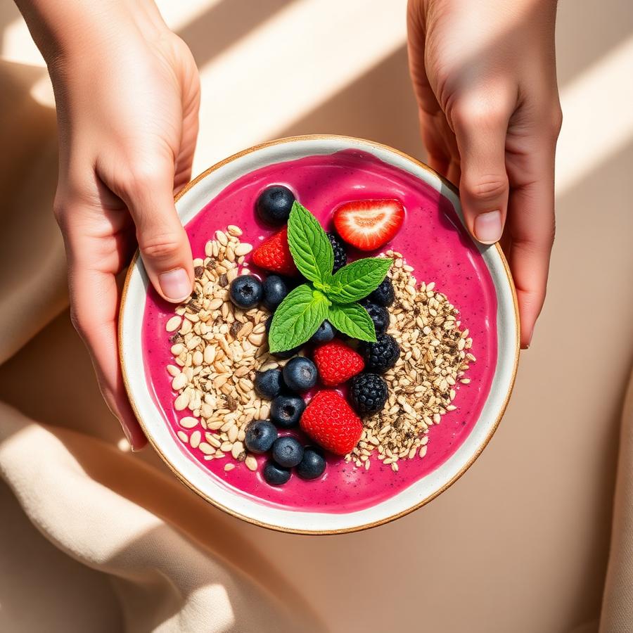 Smoothie bowl com frutas vermelhas